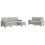 Dreiteiliges Sofaset mit Kissen aus hellgrauem Samt. von , Sofas - Ref: Foro24-3278421, Preis: 538,85 €, Rabatt: %