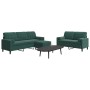 Set of sofas with 3 dark green velvet cushions by , Sofas - Ref: Foro24-3278423, Price: 568,16 €, Discount: %