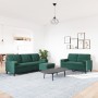 Set of sofas with 3 dark green velvet cushions by , Sofas - Ref: Foro24-3278423, Price: 568,16 €, Discount: %