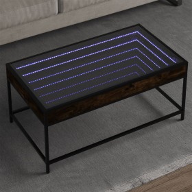 Coffee table with Infinity LED smoked oak 90x50x41 cm by , Coffee table - Ref: Foro24-847689, Price: 117,99 €, Discount: %