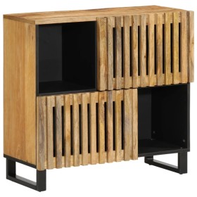 Solid rough mango wood sideboard 80x34x75 cm by , Lockers and storage cabinets - Ref: Foro24-377569, Price: 150,99 €, Discoun...