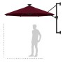 Wall umbrella with LEDs and metal pole 300 cm burgundy by vidaXL, Umbrellas - Ref: Foro24-312526, Price: 125,16 €, Discount: %