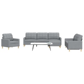 Sofagarnitur mit Hocker, 4-teilig, hellgraues Stoffmaterial. von , Sofas - Ref: Foro24-3278295, Preis: 688,27 €, Rabatt: %