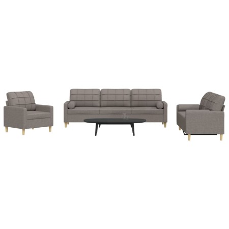 Three-piece sofa set with gray taupe fabric cushions by , Sofas - Ref: Foro24-3278310, Price: 711,71 €, Discount: %