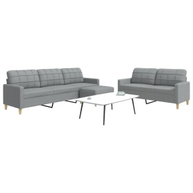 Sofagarnitur mit Fußhocker, 3-teilig, hellgraues Stoff von , Sofas - Ref: Foro24-3278327, Preis: 534,82 €, Rabatt: %