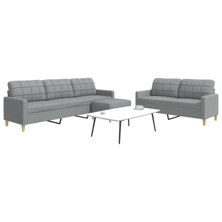 Sofagarnitur mit Fußhocker, 3-teilig, hellgraues Stoff von , Sofas - Ref: Foro24-3278327, Preis: 540,01 €, Rabatt: %