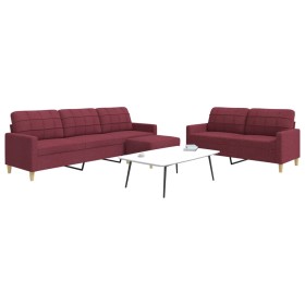 Sofagarnitur mit Fußhocker, 3-teilig, Stoff in Weinrot. von , Sofas - Ref: Foro24-3278333, Preis: 611,99 €, Rabatt: %