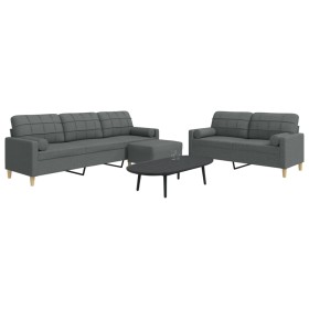 3-piece sofa set with ottoman and light gray fabric cushions by , Sofas - Ref: Foro24-3278344, Price: 605,39 €, Discount: %