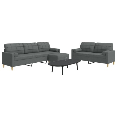 3-piece sofa set with ottoman and light gray fabric cushions by , Sofas - Ref: Foro24-3278344, Price: 582,46 €, Discount: %