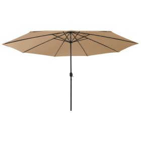 Garden umbrella with LED lights, metal pole, 400 cm, taupe. by vidaXL, Umbrellas - Ref: Foro24-312533, Price: 108,99 €, Disco...