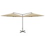 Sombrilla doble con palo de acero taupé 600 cm de vidaXL, Sombrillas - Ref: Foro24-312565, Precio: 148,36 €, Descuento: %