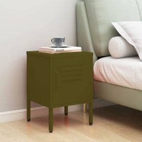 Bedside table in olive green steel, 35x35x51 cm by , Nightstands - Ref: Foro24-336207, Price: 74,99 €, Discount: %