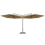 Sombrilla doble con palo de acero taupé 600 cm de vidaXL, Sombrillas - Ref: Foro24-312565, Precio: 148,36 €, Descuento: %