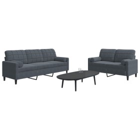 Set of sofas with 2 dark gray velvet cushions by , Sofas - Ref: Foro24-3278412, Price: 509,07 €, Discount: %