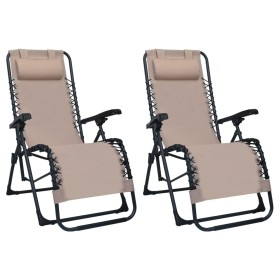 Folding chairs 2 units gray taupe textilene by vidaXL, Loungers - Ref: Foro24-312465, Price: 153,14 €, Discount: %