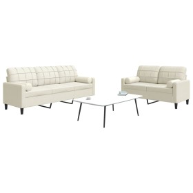 2-piece cream velvet sofa set with cushions by , Sofas - Ref: Foro24-3278419, Price: 509,99 €, Discount: %