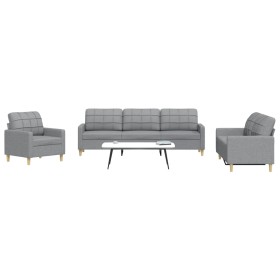 Dreiteiliges Sofaset in hellem Grau aus Stoff. von , Sofas - Ref: Foro24-3278287, Preis: 634,98 €, Rabatt: %