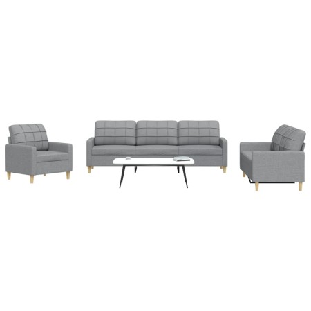 3-piece light gray fabric sofa set by , Sofas - Ref: Foro24-3278287, Price: 671,42 €, Discount: %