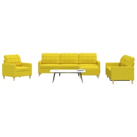 Juego de sofás con reposapiés 4 piezas tela amarillo claro de , Sofás - Ref: Foro24-3278300, Precio: 667,54 €, Descuento: %