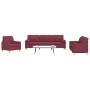 Three-piece sofa set with red wine fabric cushions by , Sofas - Ref: Foro24-3278309, Price: 769,37 €, Discount: %