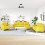 4-piece sofa set with ottoman and yellow fabric cushions by , Sofas - Ref: Foro24-3278316, Price: 727,78 €, Discount: %