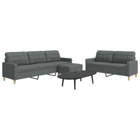 3-piece dark gray fabric sofa set with footrests by , Sofas - Ref: Foro24-3278328, Price: 551,06 €, Discount: %