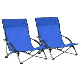 Klappbare Strandkörbe 2 Einheiten blauer Stoff von vidaXL, Gartenstühle - Ref: Foro24-312488, Preis: 61,29 €, Rabatt: %