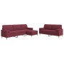 3-piece sofa set with ottoman and cushions in burgundy fabric by , Sofas - Ref: Foro24-3278349, Price: 645,97 €, Discount: %