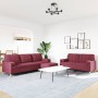 3-piece sofa set with ottoman and cushions in burgundy fabric by , Sofas - Ref: Foro24-3278349, Price: 645,97 €, Discount: %