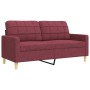 3-teiliges Sofaspiel mit Fußhocker und Kissen aus dunkelrotem Stoff. von , Sofas - Ref: Foro24-3278349, Preis: 645,97 €, Raba...