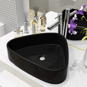 Lavabo triángular cerámica negro 50,5x41x12 cm de , Lavabos - Ref: Foro24-142740, Precio: 57,99 €, Descuento: %