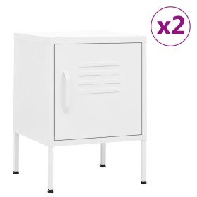 Bedside tables 2 units white steel 35x35x51 cm by , Nightstands - Ref: Foro24-3095213, Price: 159,99 €, Discount: %