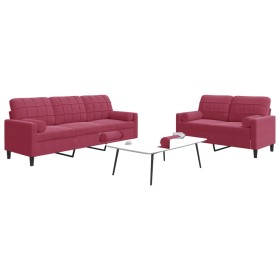 Set of sofas with 2 pieces of burgundy velvet cushions by , Sofas - Ref: Foro24-3278415, Price: 501,63 €, Discount: %