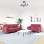 Set of sofas with 2 pieces of burgundy velvet cushions by , Sofas - Ref: Foro24-3278415, Price: 502,86 €, Discount: %