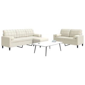 Sofagarnitur mit 3-teiligen cremefarbenen Samtkissen. von , Sofas - Ref: Foro24-3278429, Preis: 557,65 €, Rabatt: %