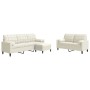 3-piece cream velvet sofa set with cushions by , Sofas - Ref: Foro24-3278429, Price: 555,99 €, Discount: %