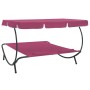 Garden lounger with awning and pink cushions by vidaXL, Outdoor beds - Ref: Foro24-313524, Price: 132,40 €, Discount: %