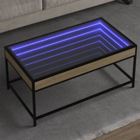 Mesa de centro con Infinity LED roble Sonoma 90x50x41 cm de , Mesas de centro - Ref: Foro24-847688, Precio: 118,36 €, Descuen...