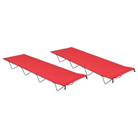 Camping beds 2 pcs Oxford fabric and red steel 180x60x19 cm by vidaXL, Cots - Ref: Foro24-312485, Price: 50,99 €, Discount: %