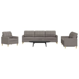 3-piece sofa set in gray taupe fabric by , Sofas - Ref: Foro24-3278294, Price: 653,39 €, Discount: %