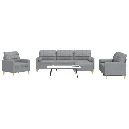 4-piece sofa set with ottoman and light gray fabric cushions by , Sofas - Ref: Foro24-3278311, Price: 738,54 €, Discount: %