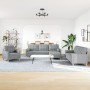 4-piece sofa set with ottoman and light gray fabric cushions by , Sofas - Ref: Foro24-3278311, Price: 738,54 €, Discount: %