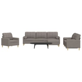 4-teiliges Sofaspiel mit Fußhocker und Kissen aus taupefarbenem Stoff. von , Sofas - Ref: Foro24-3278318, Preis: 760,99 €, Ra...