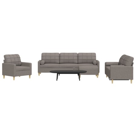 4-teiliges Sofaspiel mit Fußhocker und Kissen aus taupefarbenem Stoff. von , Sofas - Ref: Foro24-3278318, Preis: 769,25 €, Ra...