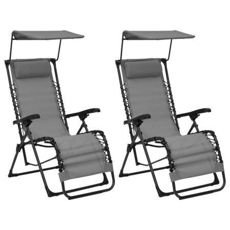 Folding chairs 2 units gray textilene by vidaXL, Loungers - Ref: Foro24-312470, Price: 174,35 €, Discount: %