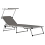 Folding sun loungers with canopy, 2 units, aluminum and gray textilene. by vidaXL, Loungers - Ref: Foro24-312460, Price: 181,...