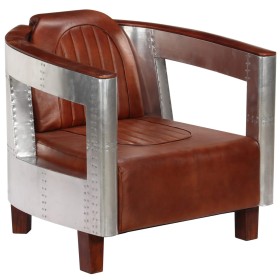 Sillon de aviador de cuero auténtico marrón de , Sillones - Ref: Foro24-247796, Precio: 553,99 €, Descuento: %