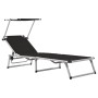 Folding sun loungers with awning 2 units aluminum and black textilene by vidaXL, Loungers - Ref: Foro24-312458, Price: 173,90...