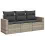 Gartensofa-Set, 3-teilig, mit grauen Kissen aus synthetischem Rattan von , Modulare Sofas für den Außenbereich - Ref: Foro24-...