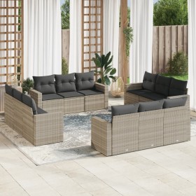 Gartensofagarnitur 12-teilig mit grauen Polstern aus synthetischem Rattan. von , Modulare Sofas für den Außenbereich - Ref: F...